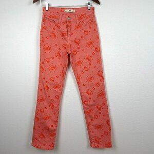 Levi’s Women’s 512 Slimming Straight Leg Jeans Size 4 Pink Coral Floral 26x30